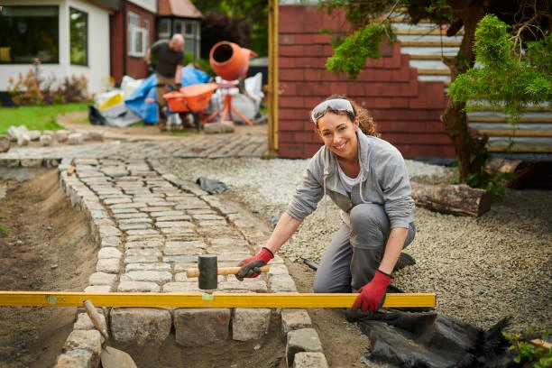 Garden stone installation work